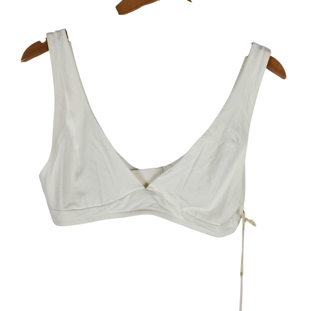 NEW Mate the Lable TENCEL Comfort Wireless Triangle Bra Size L White Stretch